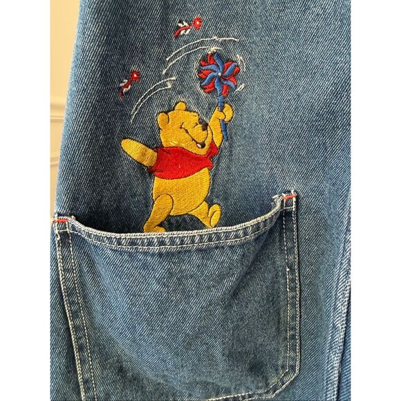 Vintage 90s Disney Winnie the Pooh Piglet Jerry Leigh Embroidered Denim Jumper X - Picture 4 of 9